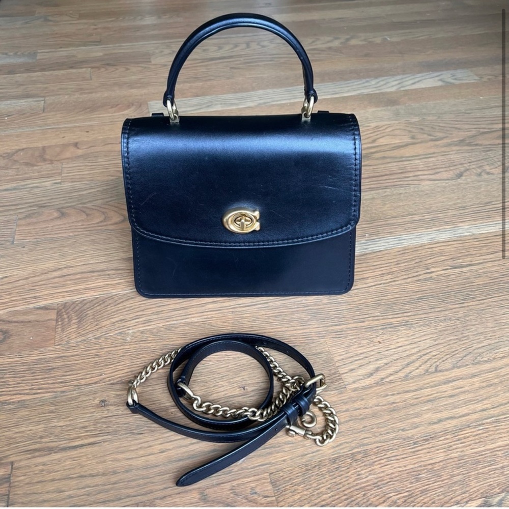 COACH Parker Top Handle Smooth Leather
Black Brass 52664 Crossbody Satchel